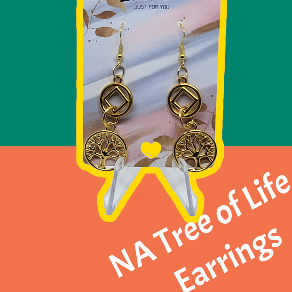 NA Narcotics Anonymous tree of life, gold live your dream keychain! Free goodie - Picture 1 of 3